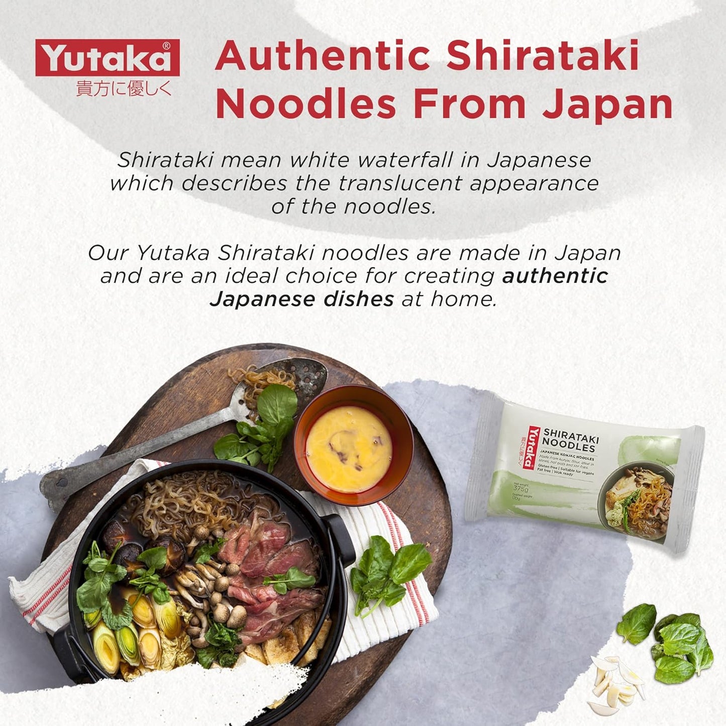 Yutaka White Shirataki Noodles, 375g Net / 170g drained | Authentic Japanese Konjac Noodles | Multipack of 12 | Vegan | Gluten Free | High Fibre | Almost Zero carb or calories