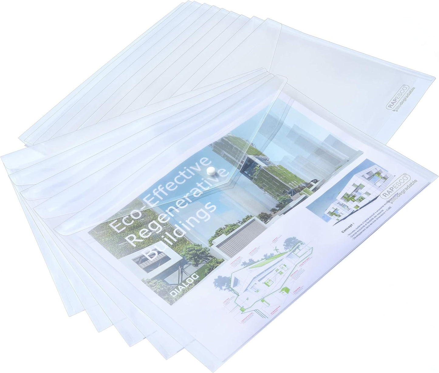 Rapesco 1590 ECO Popper Wallets, A3, Clear Transparent, Pack of 15