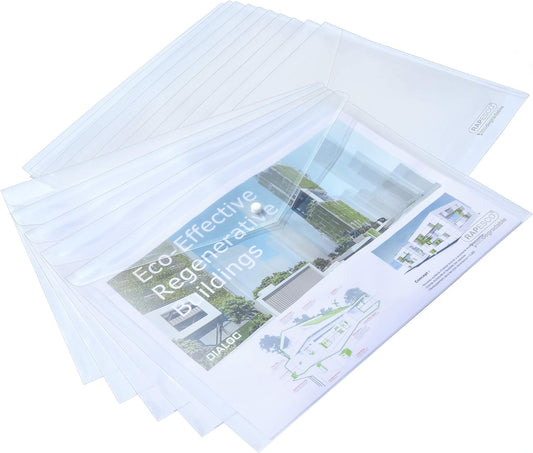 Rapesco 1590 ECO Popper Wallets, A3, Clear Transparent, Pack of 15