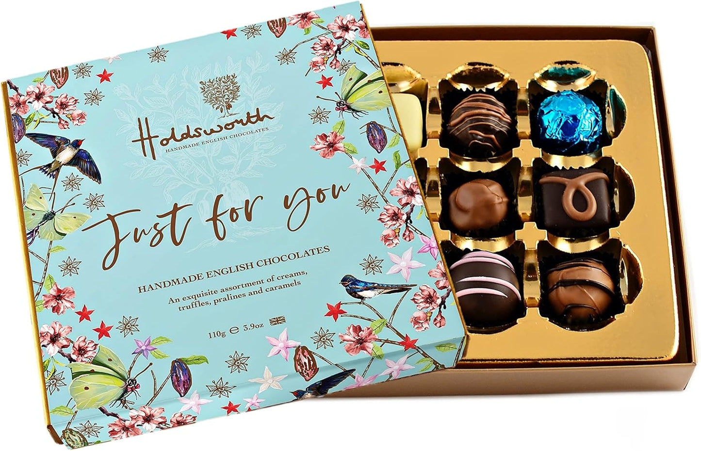 Holdsworth Chocolates Occasions Collection - Just For You Gift Box Filled with Handmade Truffles and Assorted Milk, Dark and White Chocolates Perfect for gifting 110g