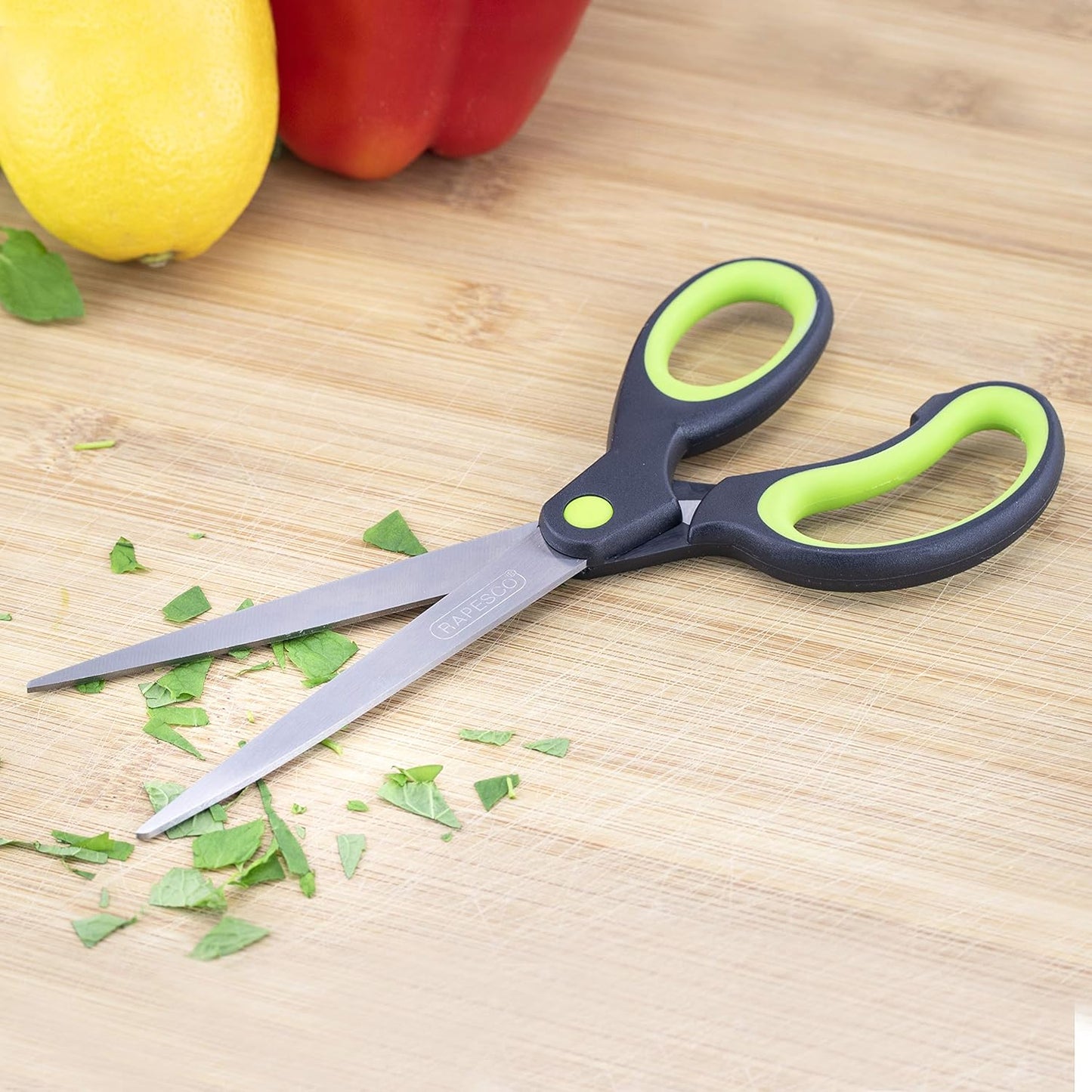 Rapesco 1576 Soft Grip Handle Scissors, Black/Green, Set of 4