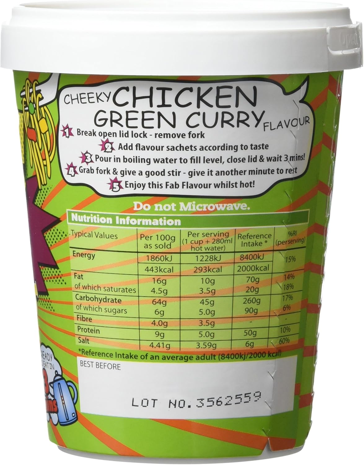 KOLEE BangBang Noodles Cheeky Chicken Green Curry Flavour 65 g (Pack of 8)