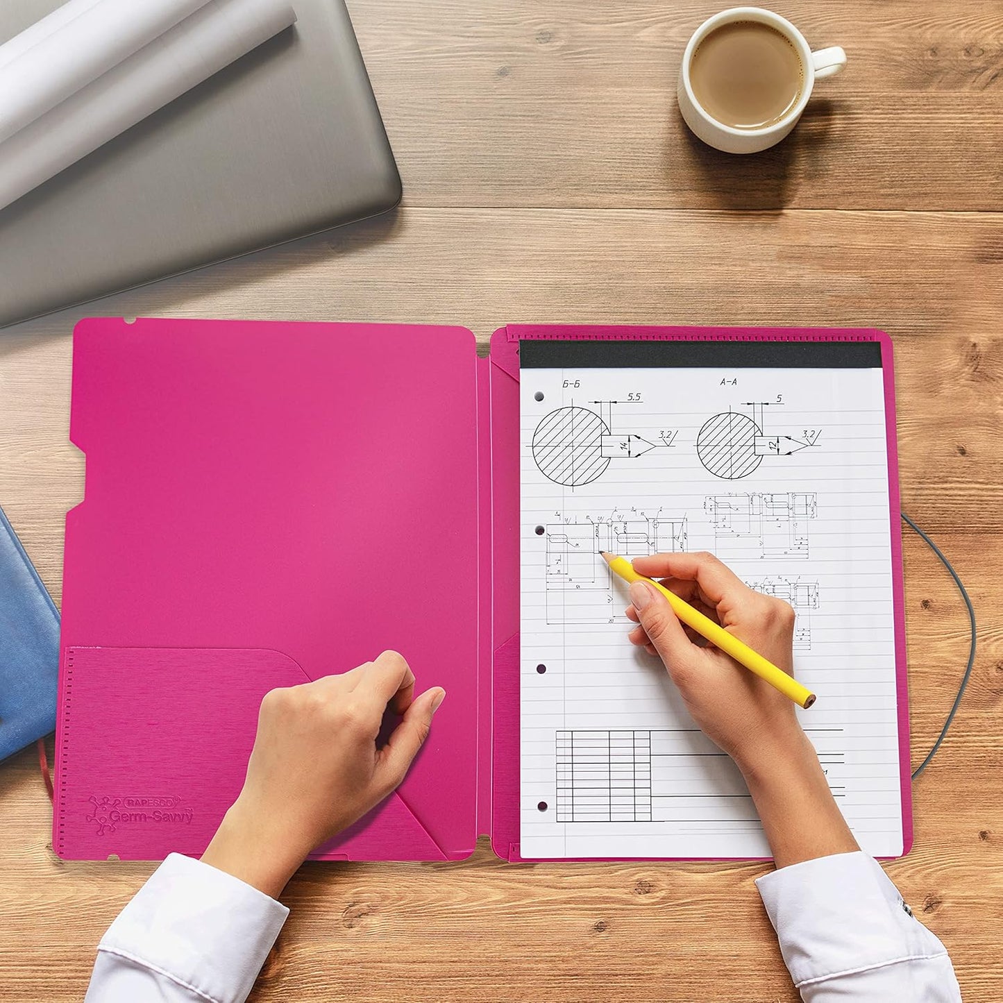 Rapesco 1686 Conference Portfolio Folder and 3 x Refill Pads with 160 Sheets, A4, Hot Pink
