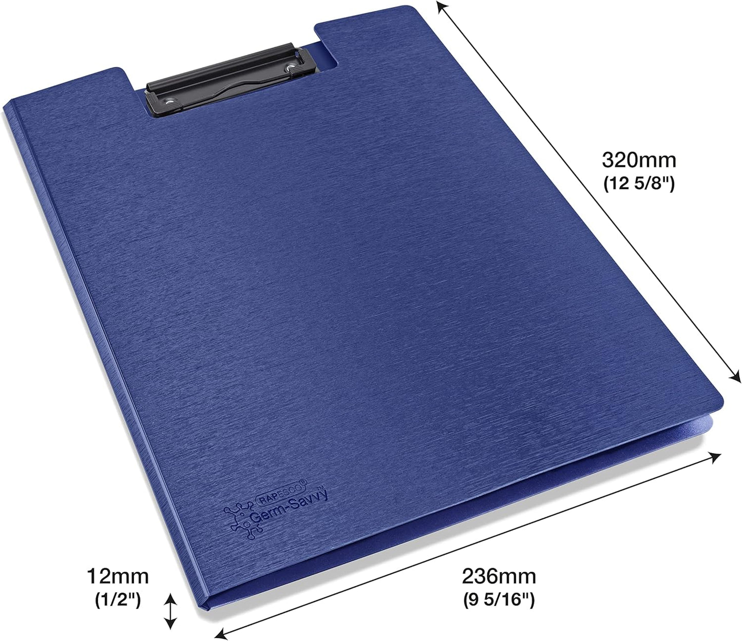Rapesco 1698 Germ-Savvy Antibacterial, A4 Foldover Clipboard, Blue, Pack of 4