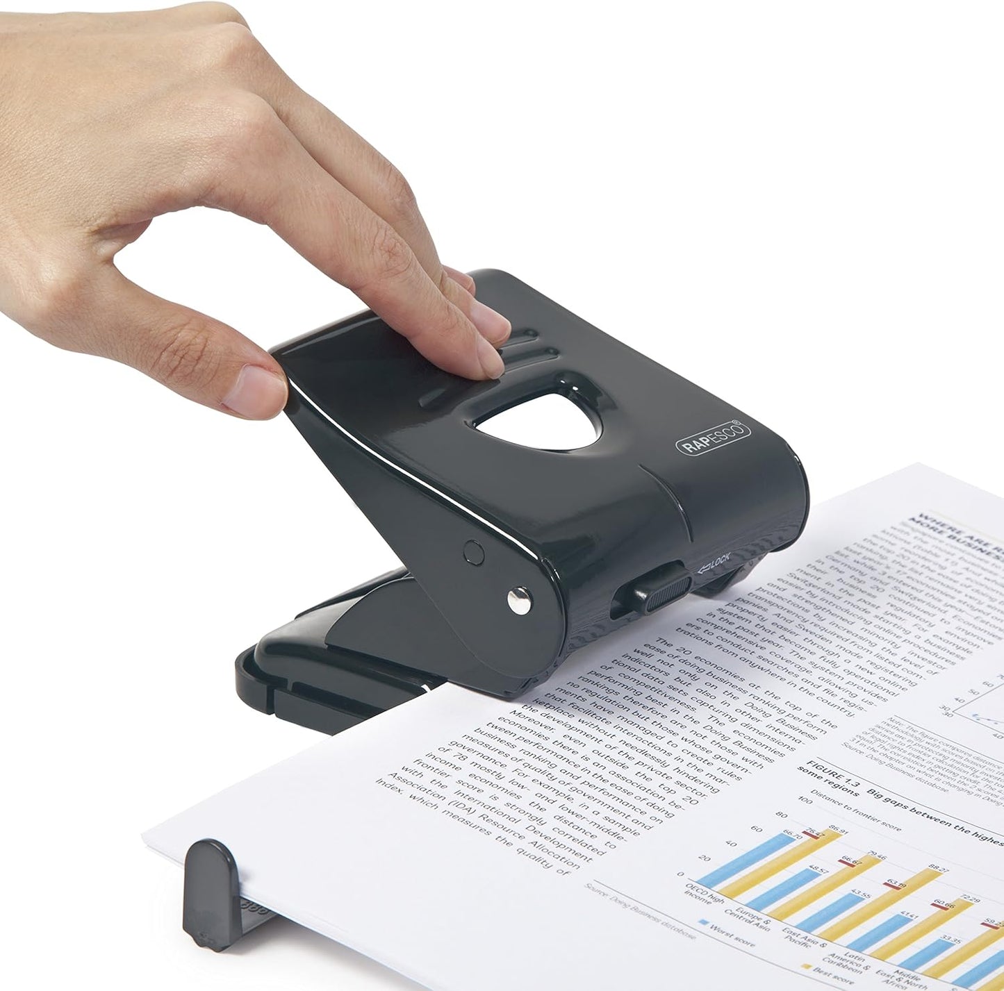 Rapesco PF827AB1 827 2-Hole Metal Punch, 30 Sheet Capacity, Black