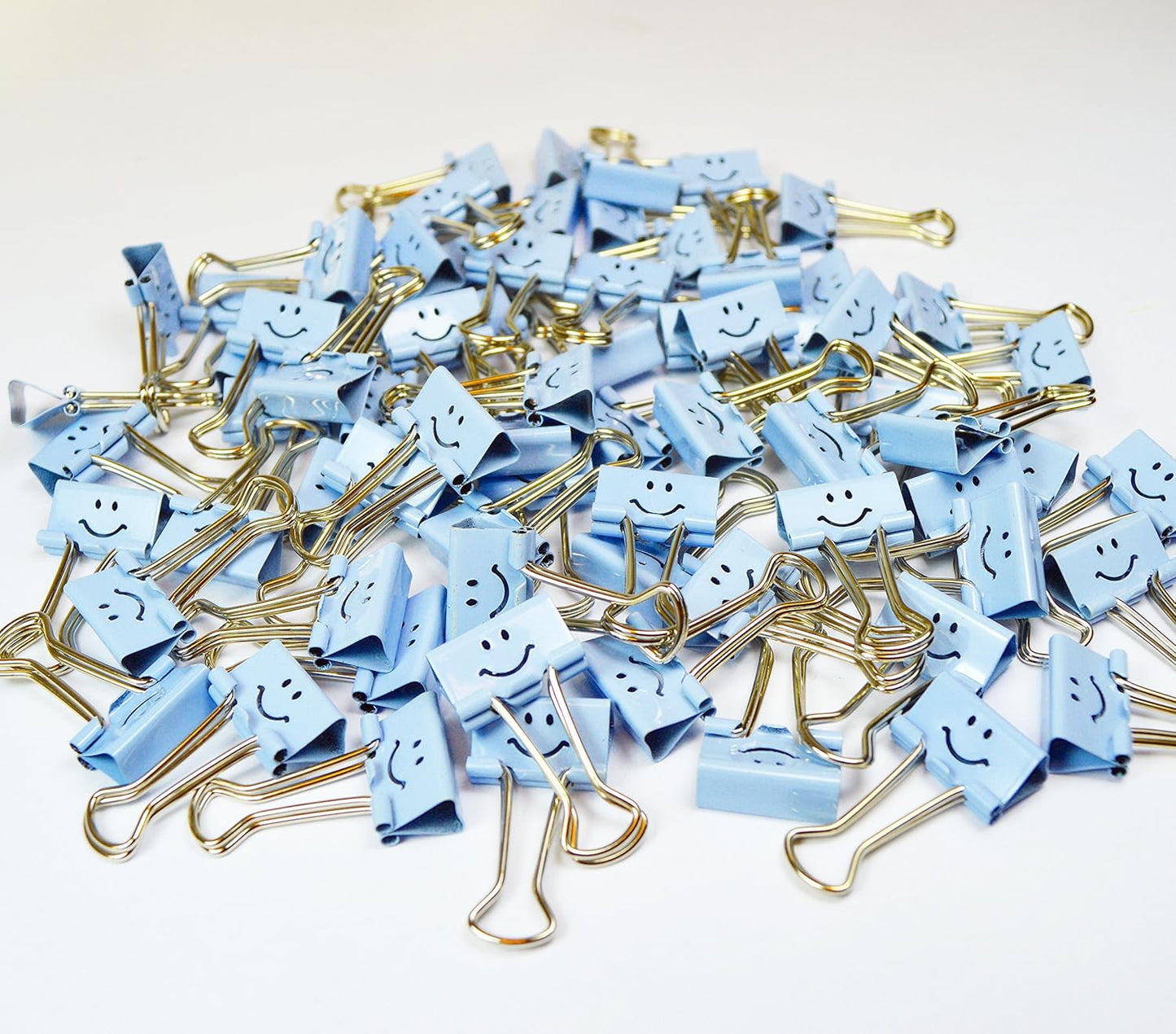 Rapesco 1424 19 mm Smiles Foldback Clips, Powder Blue, Pack of 80