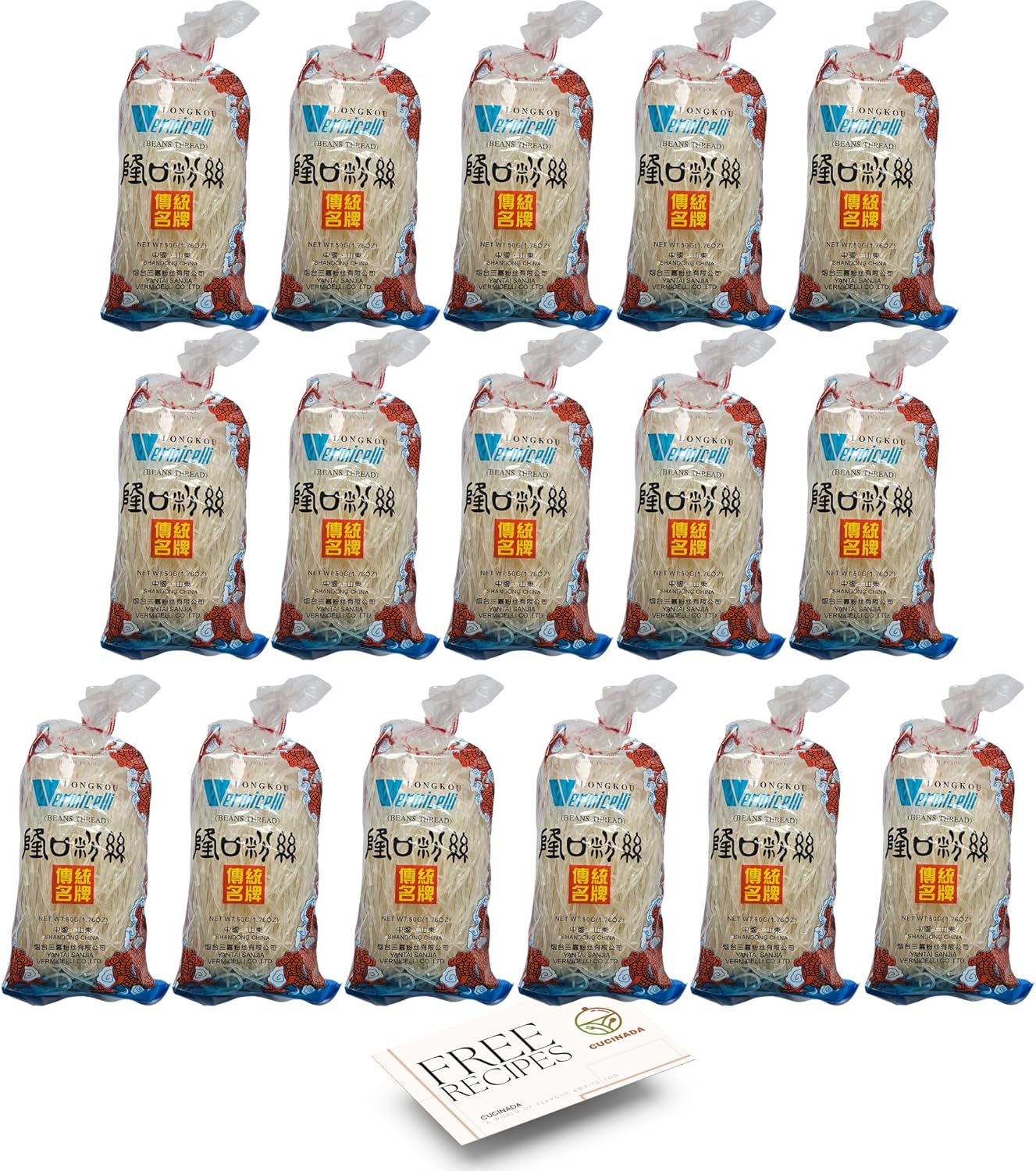 Vermicelli Glass Noodles 16 x 50g | Longkou Mung Beans Thread Vermicelli Noodles