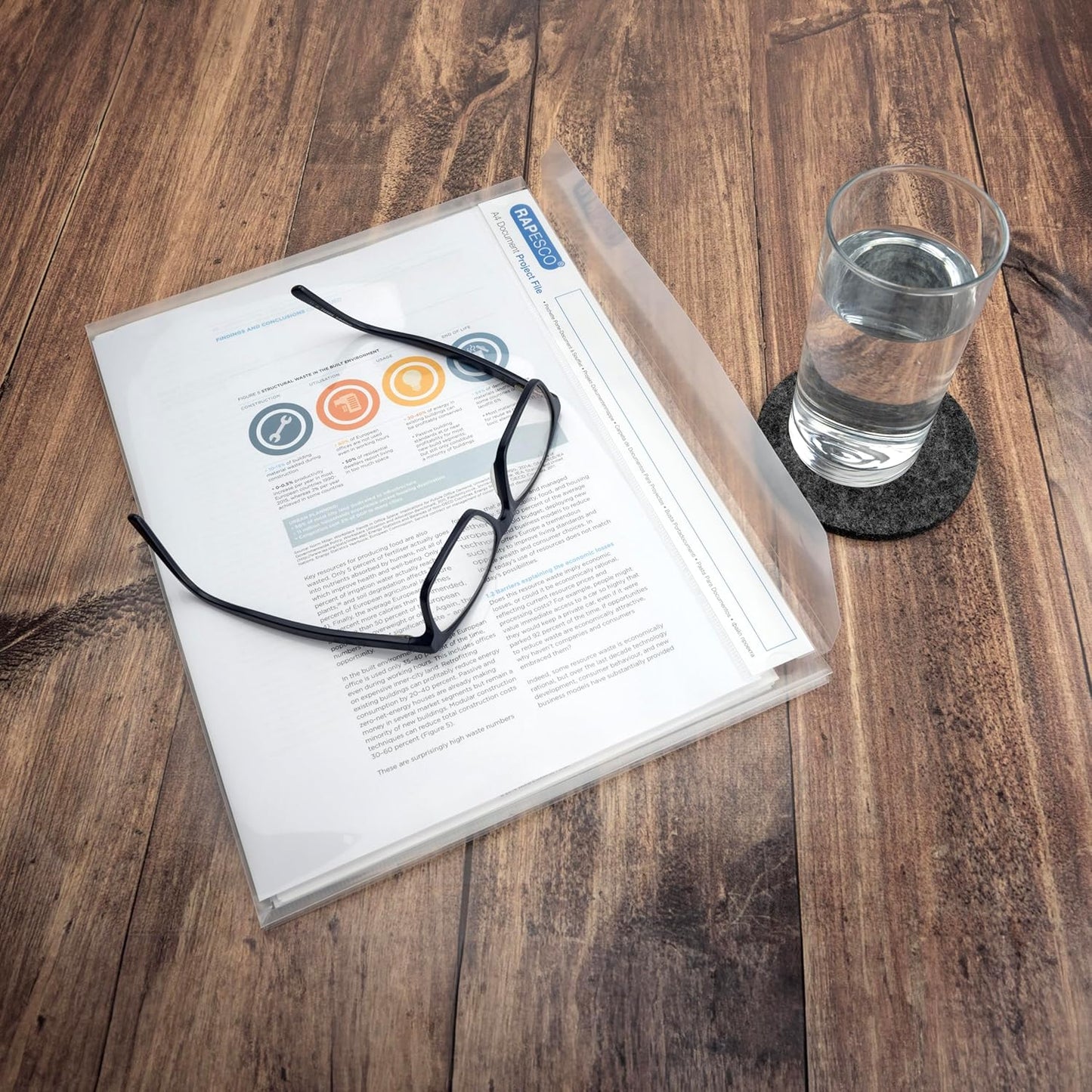 Rapesco 1258 Document Project File, A4, Clear Transparent, Pack of 5
