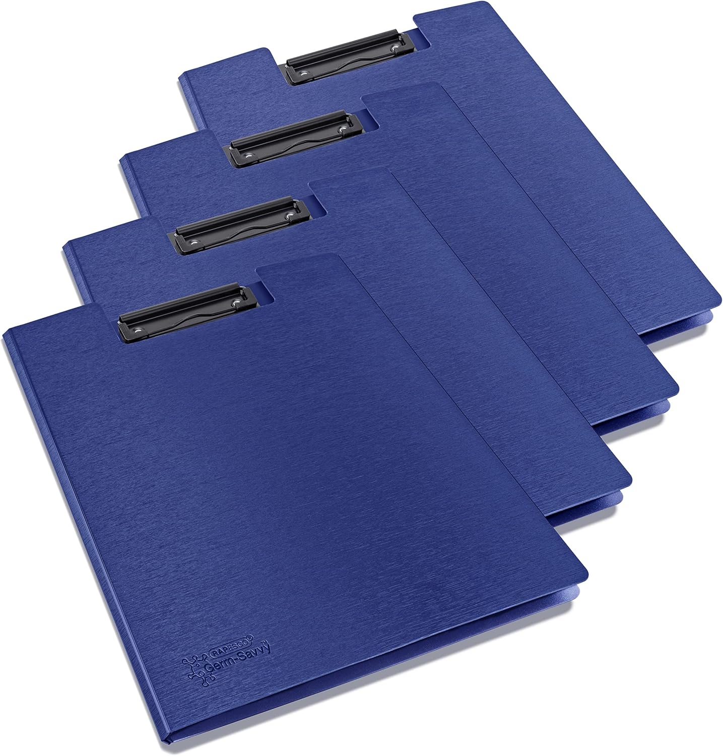 Rapesco 1698 Germ-Savvy Antibacterial, A4 Foldover Clipboard, Blue, Pack of 4