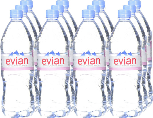 evian Still Mineral Water, 12 x 1 Litre