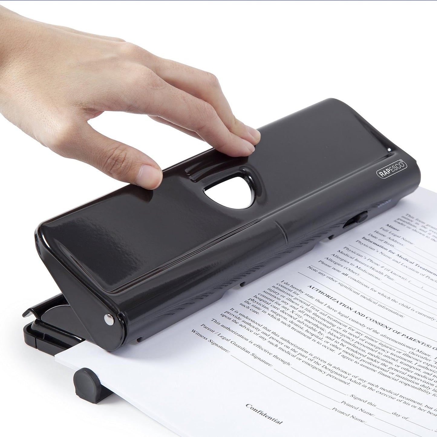 Rapesco 1054 720 4-Hole Metal Punch, 22 Sheet Capacity, Black
