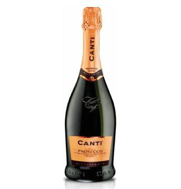 Canti - Prosecco D.O.C. Millesimato, Extra Dry Wine 11%, Italian Glera Grape Variety from Veneto, Fruity and Floral Taste, 6x750 ml