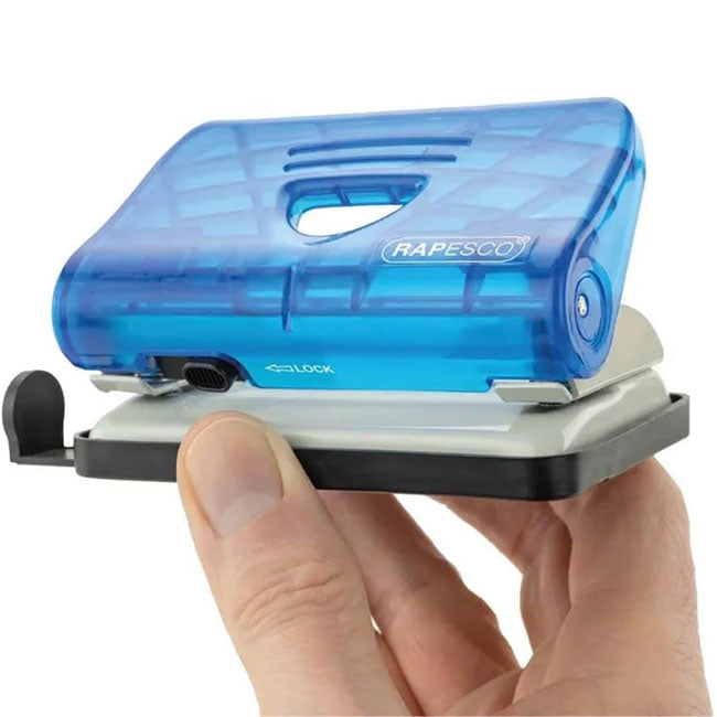 Rapesco 1719 Bug Stapler and 810-P 2-Hole Punch Set with 1000 26/6mm Staples, Transparent Blue