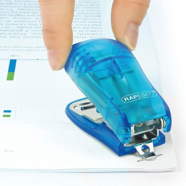 Rapesco 1719 Bug Stapler and 810-P 2-Hole Punch Set with 1000 26/6mm Staples, Transparent Blue