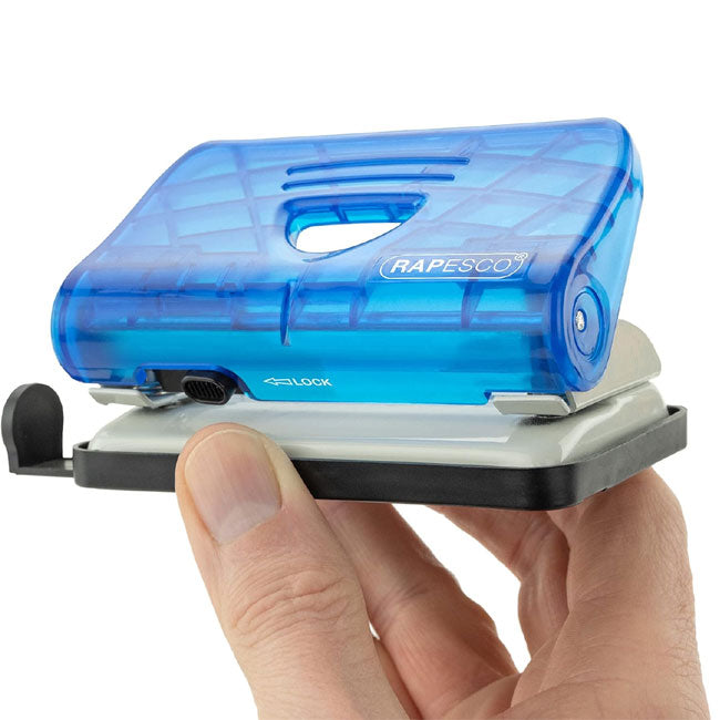 Rapesco 1719 Bug Stapler and 810-P 2-Hole Punch Set with 1000 26/6mm Staples, Transparent Blue