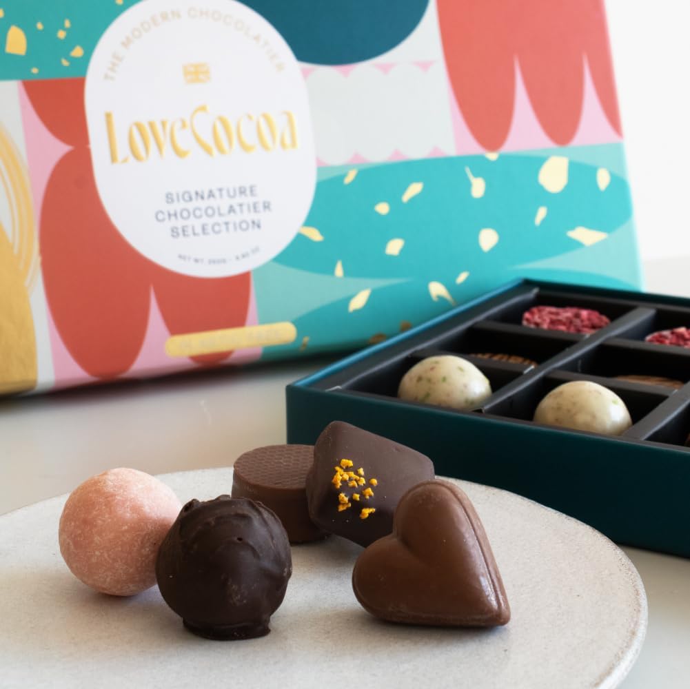 Love Cocoa Signature Chocolate Box - Luxury Gift Box of 21 Chocolates, 11 Assorted Flavours, 250g - Perfect For Birthdays, Anniversaries, Christmas, Easter & Gifts